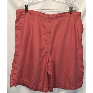 LL Bean Mauve Linen Shorts Women's 18w Elastic Waist Slash Pockets Beach Cruise